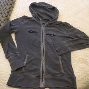 DKNY Vintage Washed Zippered Hoodie - L